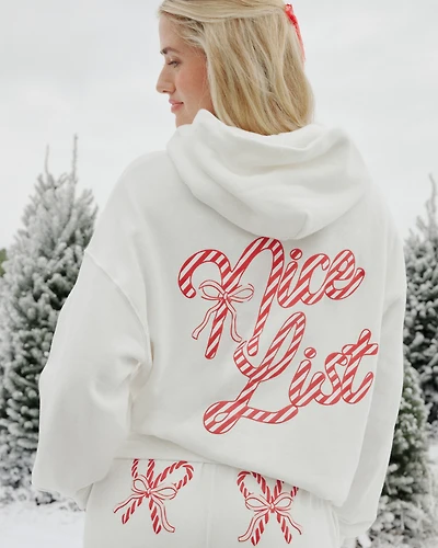 Oversized Candy Cane Graphic Hoodie