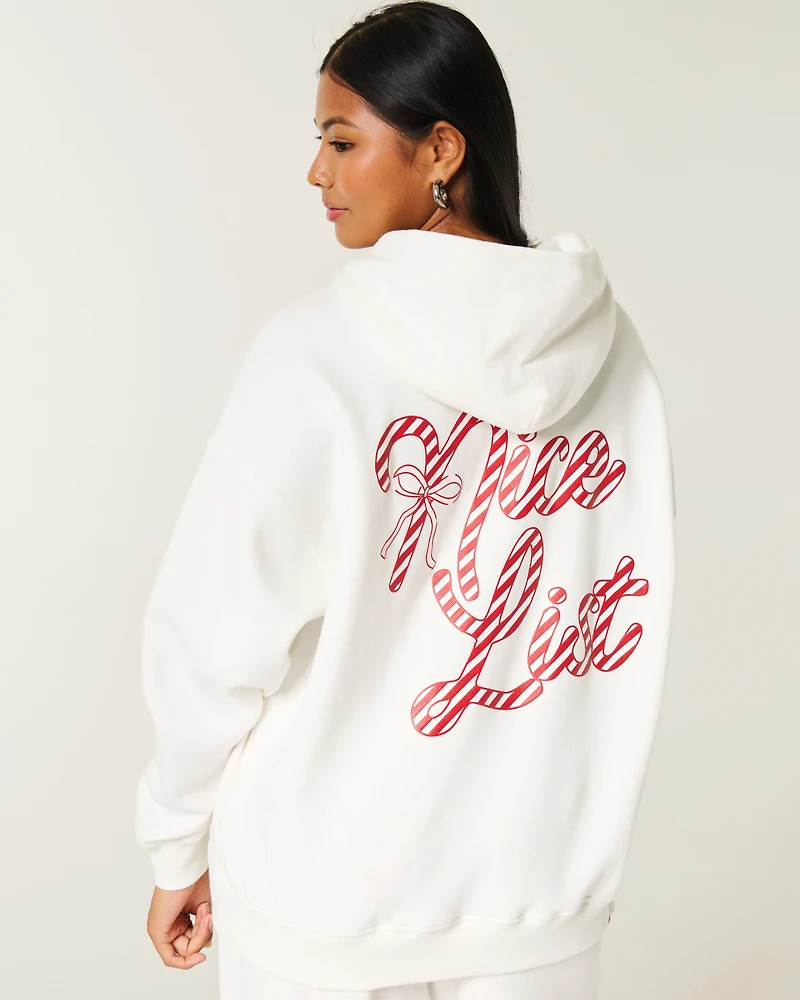 Hollister Feel Good Oversized Candy Cane Graphic Hoodie