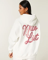 Hollister Feel Good Oversized Candy Cane Graphic Hoodie