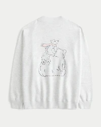 Hollister Feel Good Oversized Mock-Neck Bear Graphic Sweatshirt
