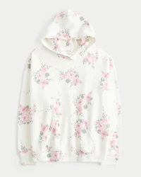 Hollister Feel Good Fleece Oversized Floral Pattern Hoodie