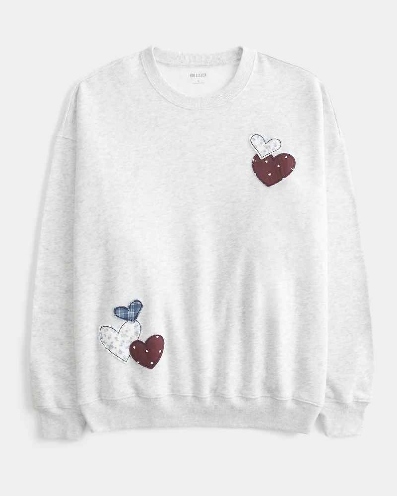 Oversized Heart Graphic Crew Sweatshirt