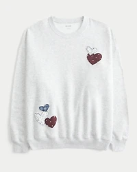 Oversized Heart Graphic Crew Sweatshirt