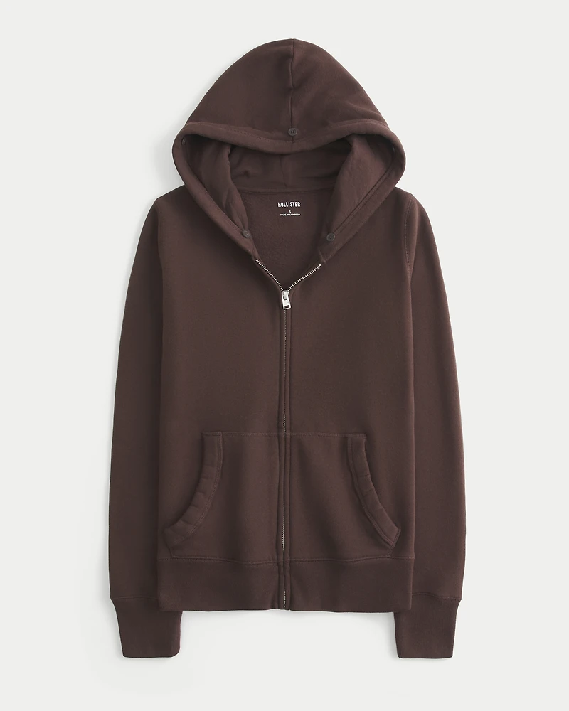 Faux Fur Trim Zip-Up Hoodie