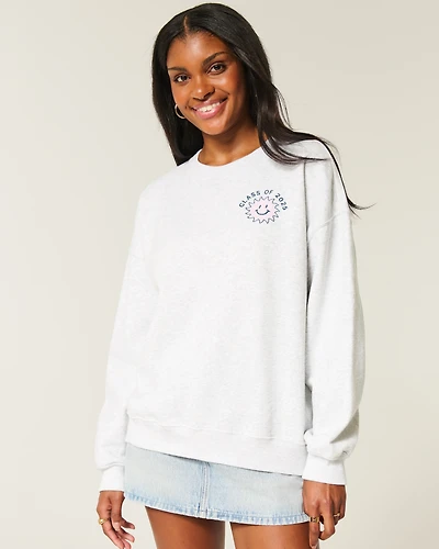 Oversized Class of 2025 Grad Graphic Crew Sweatshirt