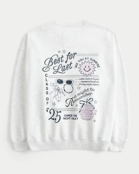 Oversized Class of 2025 Grad Graphic Crew Sweatshirt