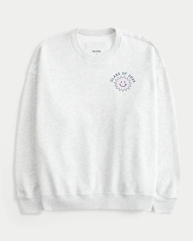 Oversized Class of 2025 Grad Graphic Crew Sweatshirt