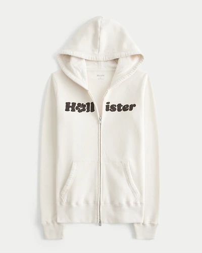Chenille Logo Graphic Zip-Up Hoodie