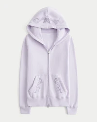 Hollister Feel Good Embroidered Zip-Up Hoodie