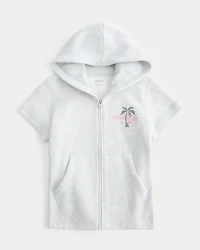Hollister Feel Good Short-Sleeve Logo Graphic Hoodie
