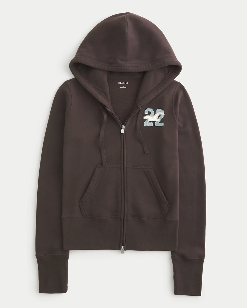 Hollister Feel Good Zip-Up Logo Graphic Hoodie