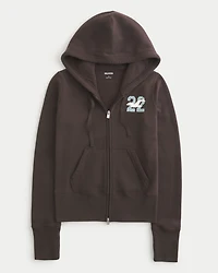 Hollister Feel Good Zip-Up Logo Graphic Hoodie