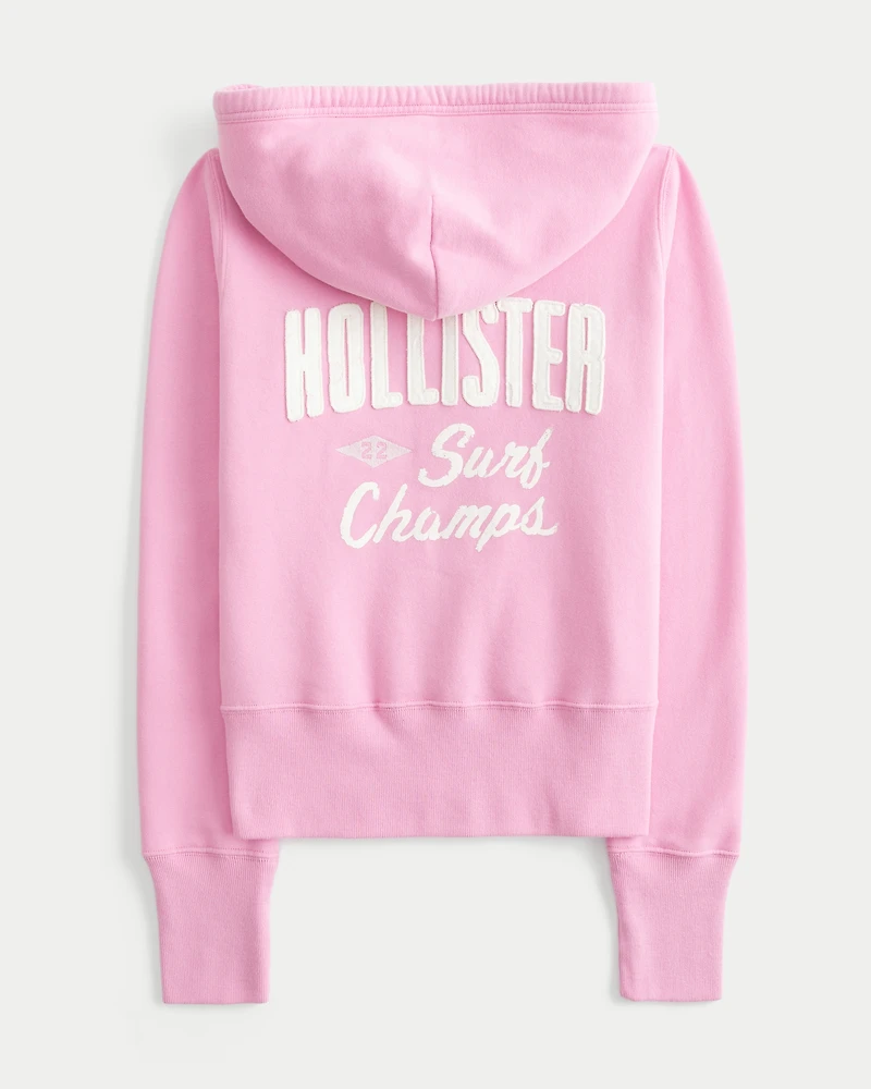 Hollister Feel Good Zip-Up Logo Graphic Hoodie