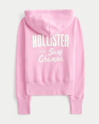 Hollister Feel Good Zip-Up Logo Graphic Hoodie