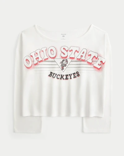 Off-the-Shoulder The Ohio State University Buckeyes Graphic Sweatshirt