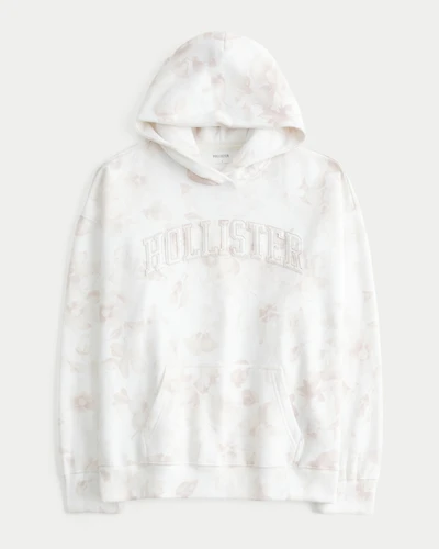 Hollister Feel Good Oversized Floral Logo Graphic Hoodie