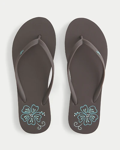 Floral Graphic Rubber Flip Flops