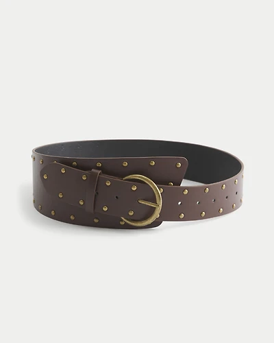 Asymmetrical Studded Faux Leather Belt