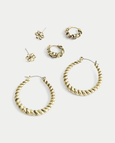 Rope & Daisy Hoops & Stud 3-Pack