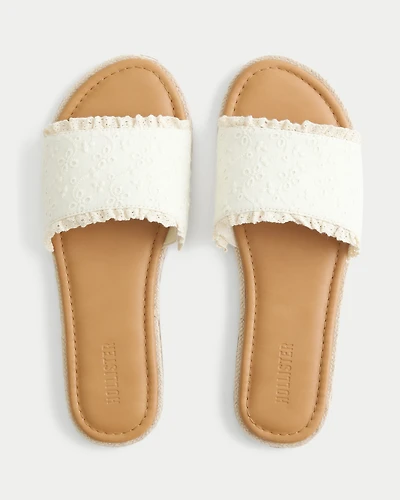 White Eyelet Slides