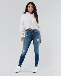 High-Rise Ripped Medium Wash Super Skinny Jeans