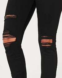 High-Rise Ripped Black Jean Leggings