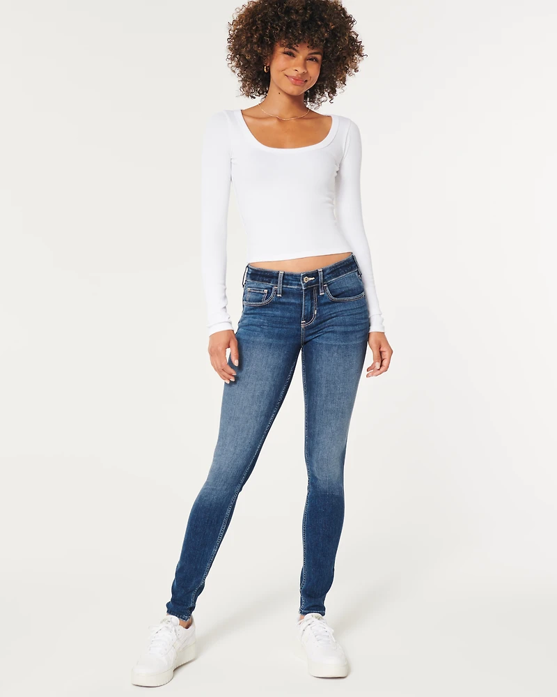 Low-Rise Dark Wash Super Skinny Jeans
