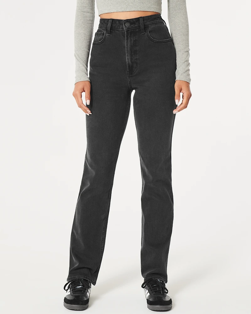 Ultra High-Rise Washed Black 90s Straight Jeans