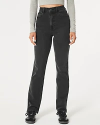 Ultra High-Rise Washed Black 90s Straight Jeans
