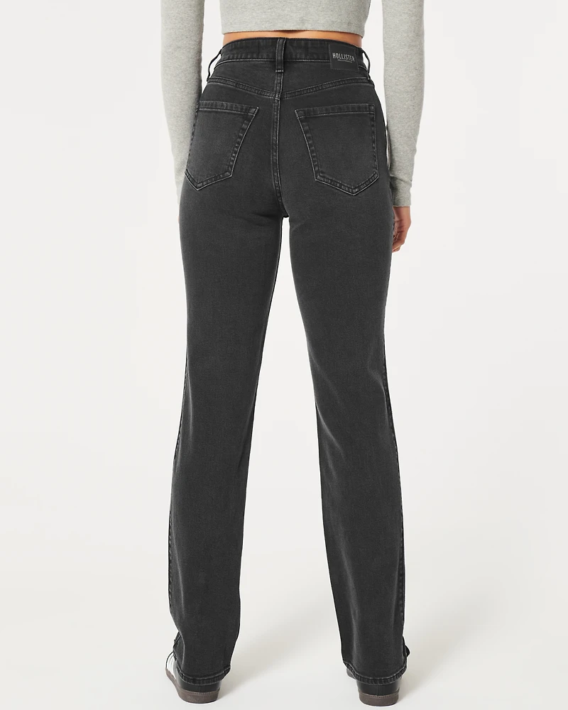 Ultra High-Rise Washed Black 90s Straight Jeans