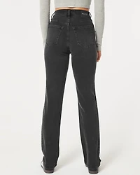 Ultra High-Rise Washed Black 90s Straight Jeans