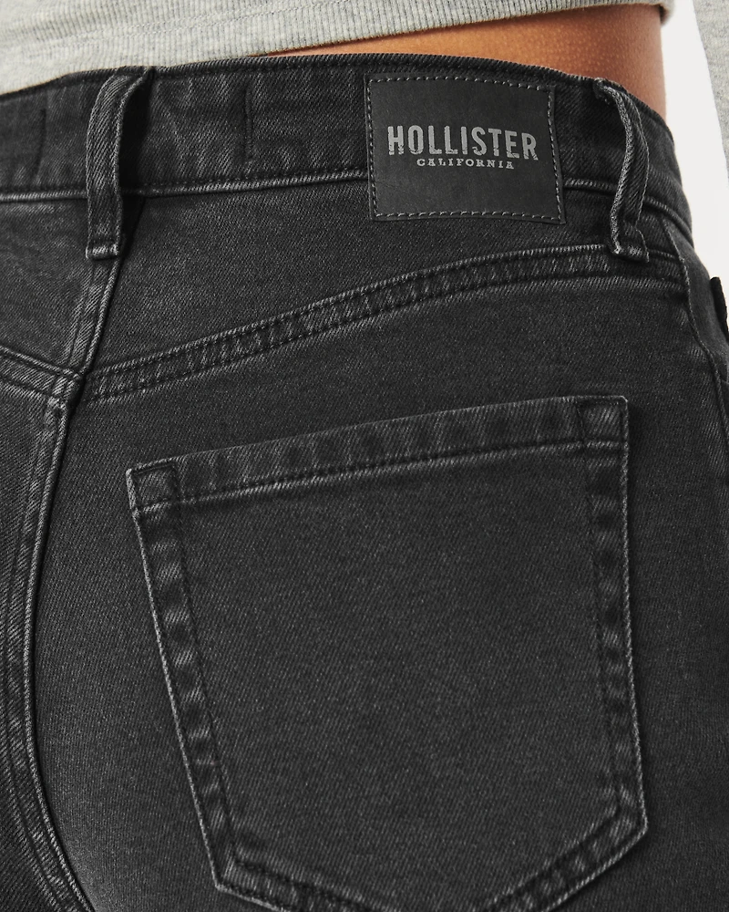 Ultra High-Rise Washed Black 90s Straight Jeans