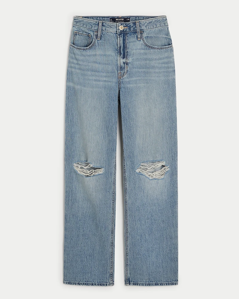 Ultra High-Rise Lightweight Medium Wash Ripped Dad Jeans