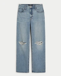 Ultra High-Rise Lightweight Medium Wash Ripped Dad Jeans