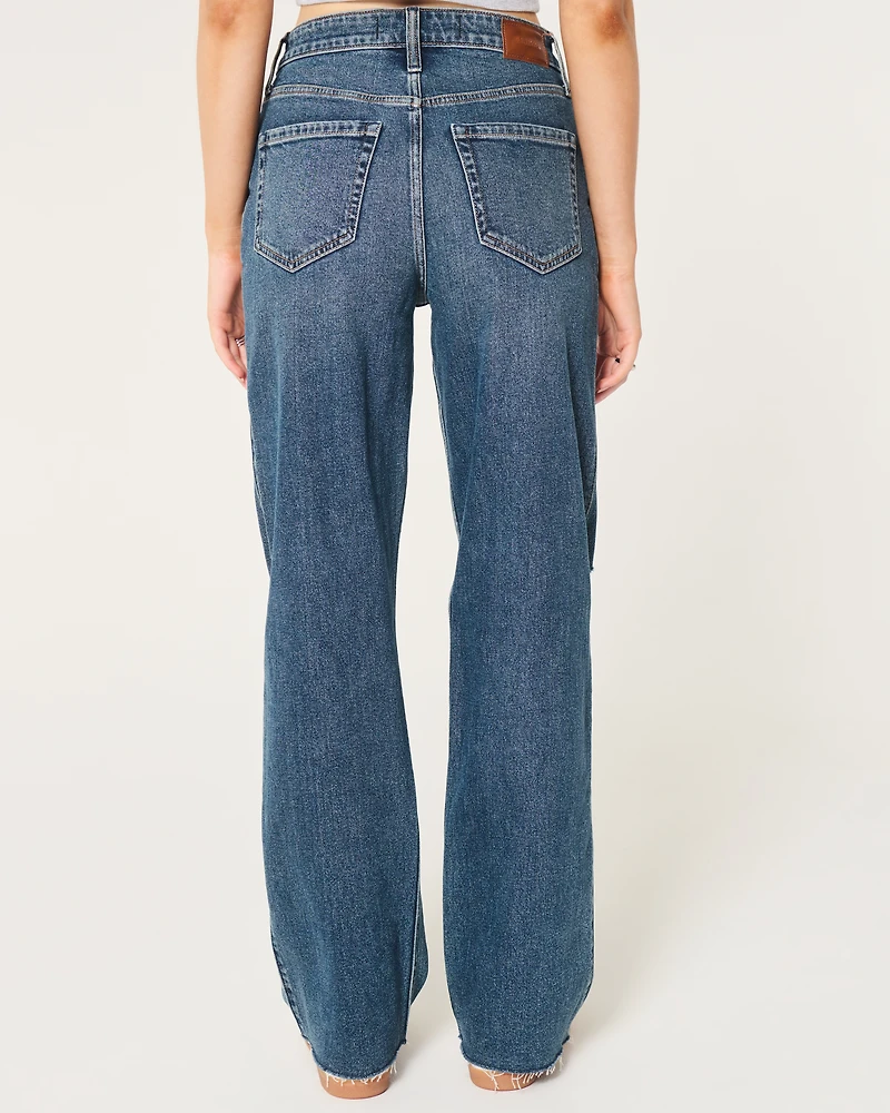 Ultra High-Rise Ripped Dark Wash Dad Jeans