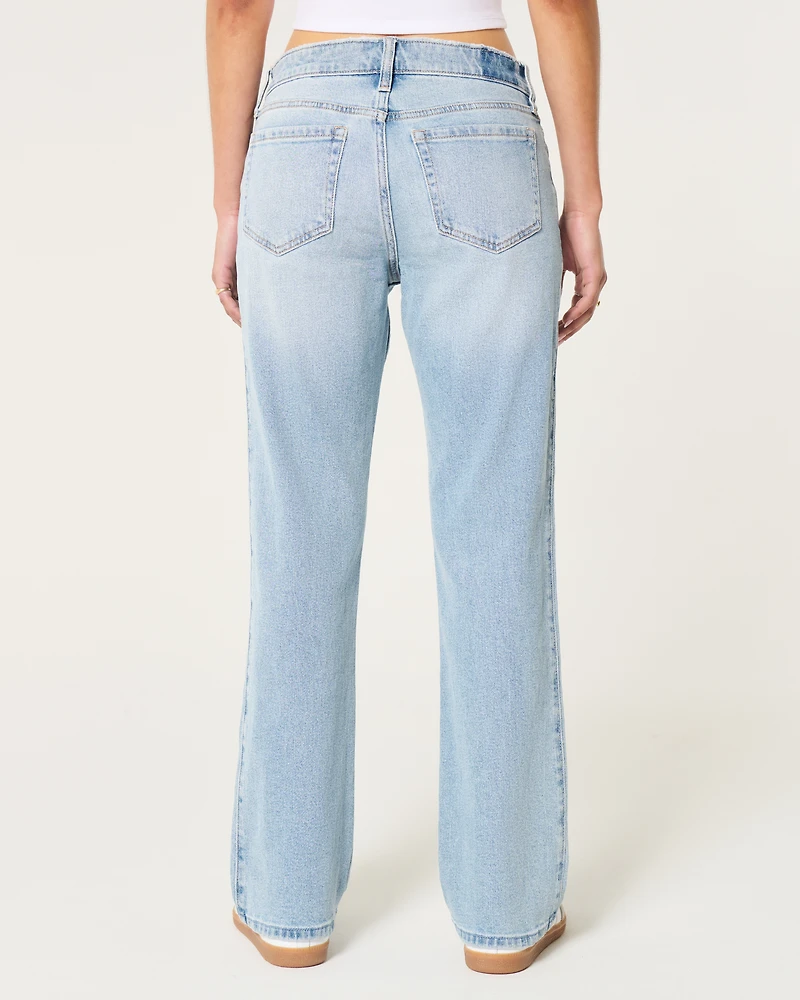 Low-Rise Light Wash Relaxed Straight Jeans