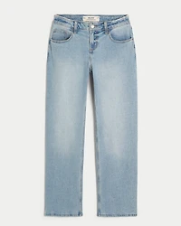 Low-Rise Light Wash Relaxed Straight Jeans