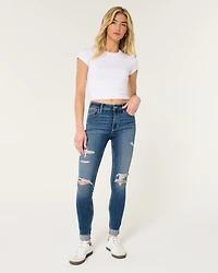 High-Rise Ripped Medium Wash Super Skinny Jeans