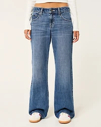 Low-Rise Dark Wash Baggy Jeans