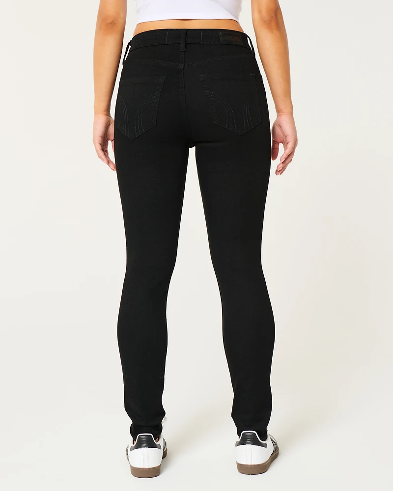 High-Rise Ripped Black Super Skinny Jeans