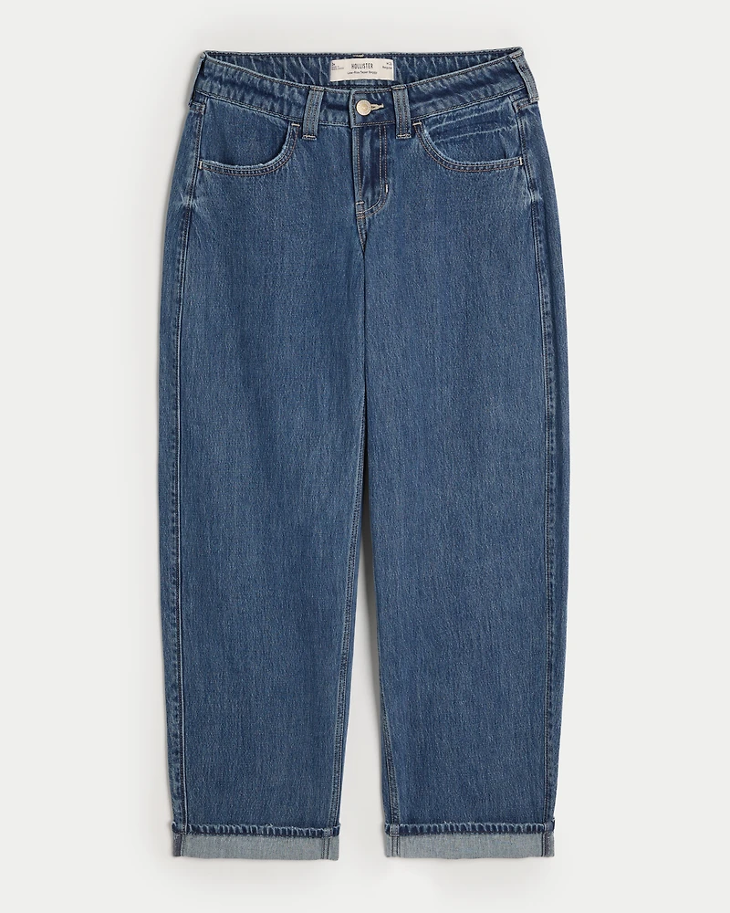 Low-Rise Medium Wash Tapered Baggy Jeans