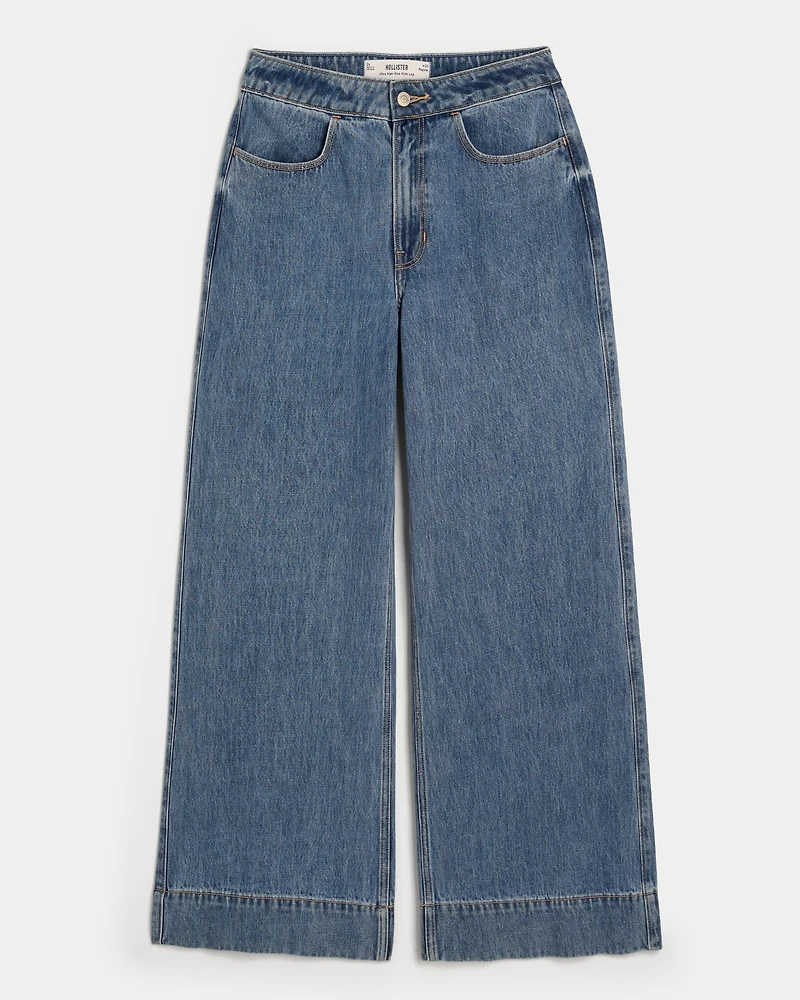 Ultra High-Rise Medium Wash Wide-Leg Jeans
