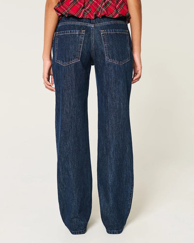 Low-Rise Dark Wash Loose Jeans