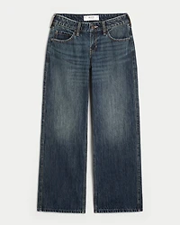 Low-Rise Dark Wash Baggy Jeans