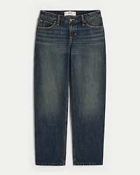 Low-Rise Dark Wash Loose Jeans