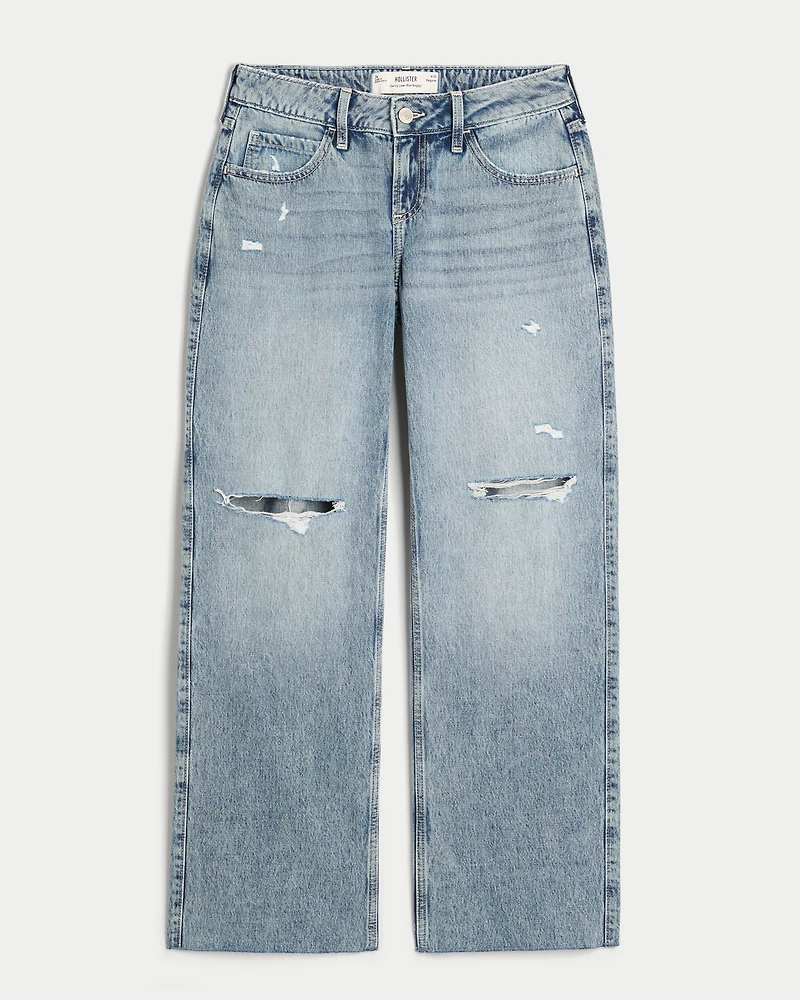 Curvy Low-Rise Ripped Medium Wash Baggy Jeans