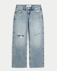Curvy Low-Rise Ripped Medium Wash Baggy Jeans