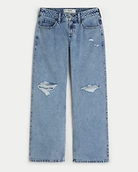 Curvy Low-Rise Ripped Medium Wash Baggy Jeans