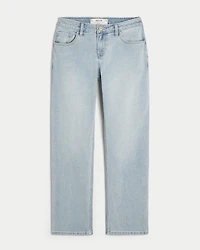 Low-Rise Light Wash Relaxed Straight Jeans