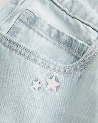 Low-Rise Light Wash Star Embroidery Baggy Jeans